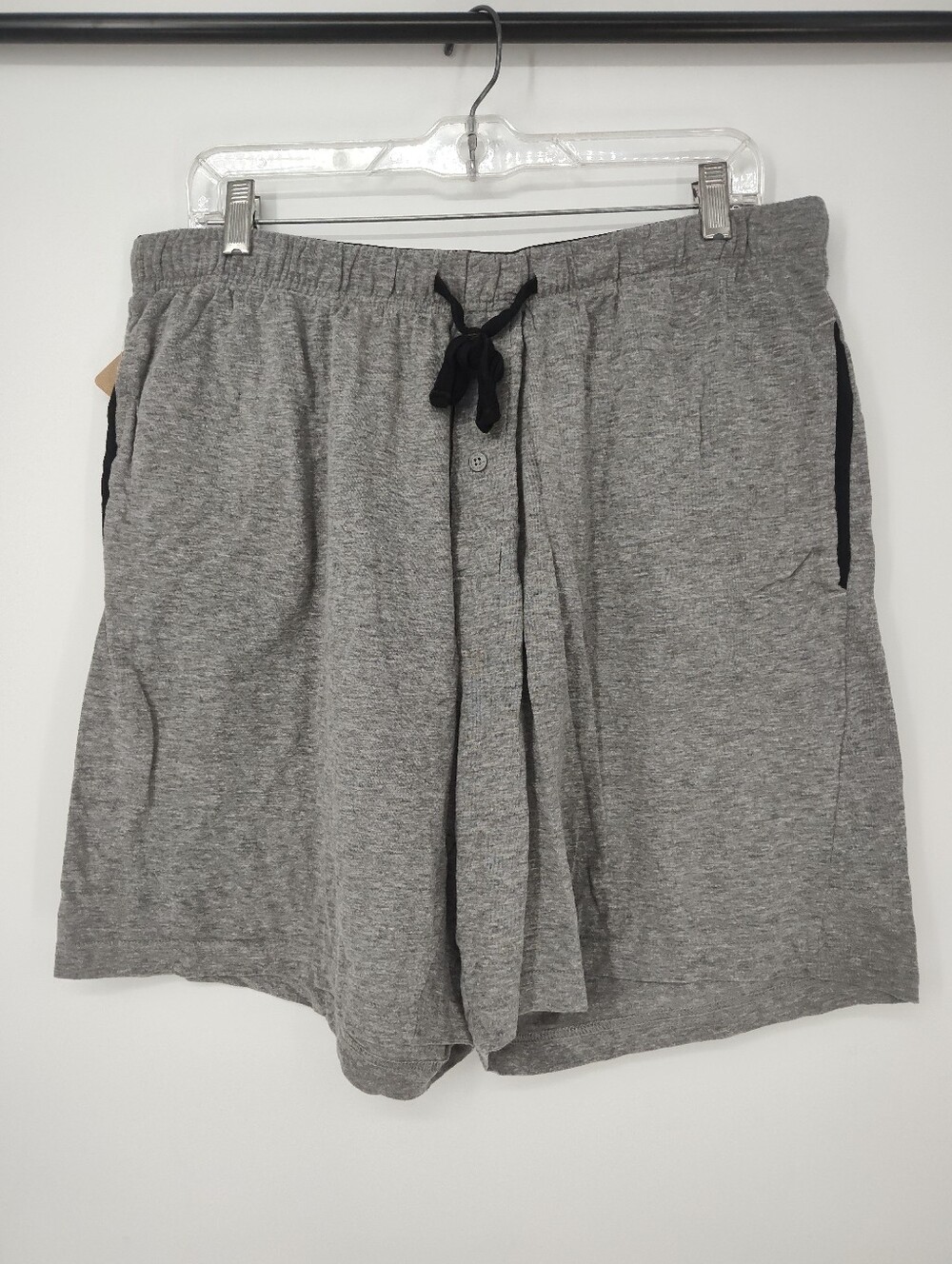 Hanes Gray Cotton Athletic Lounge Shorts with Black Drawstring Mens Large